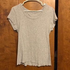 Basic grey swoop neck top